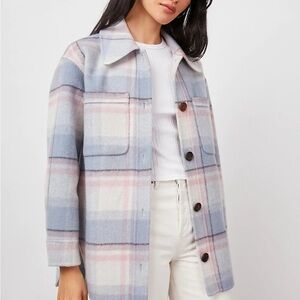 Rails Pastel Plaid Wool Blend Shirt Jacket Shacket Blue Pink Cream Size XS